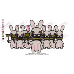 Rabbids Army Embroidery Design